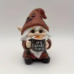 Coffee-Loving Gnome Resin Figurine