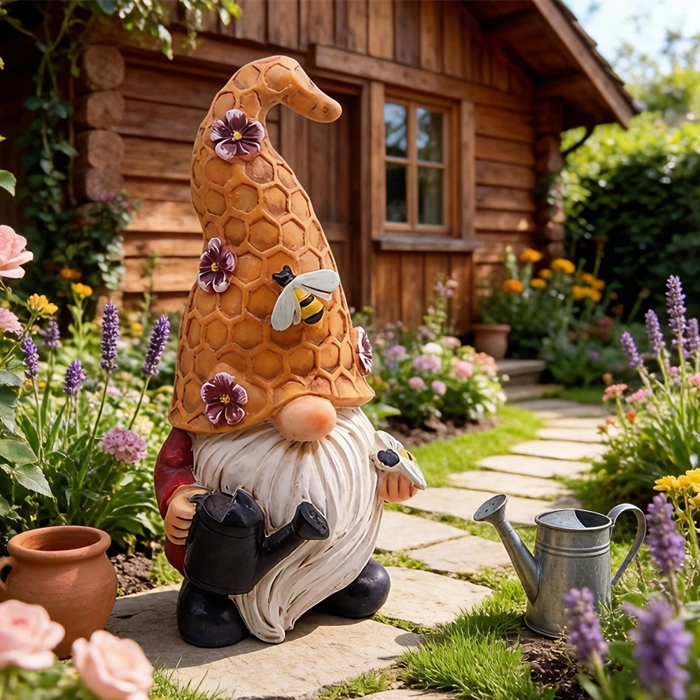 2ed5ef0b-864b-4bee-ab64-1d7e6142d96a Bee Gnome Resin Garden Statue - Image 1