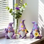 3-Piece Purple Gnome Garden Ornament Set