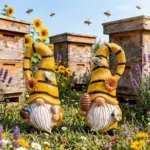 Bee Gnome Garden Ornament with Sunflower