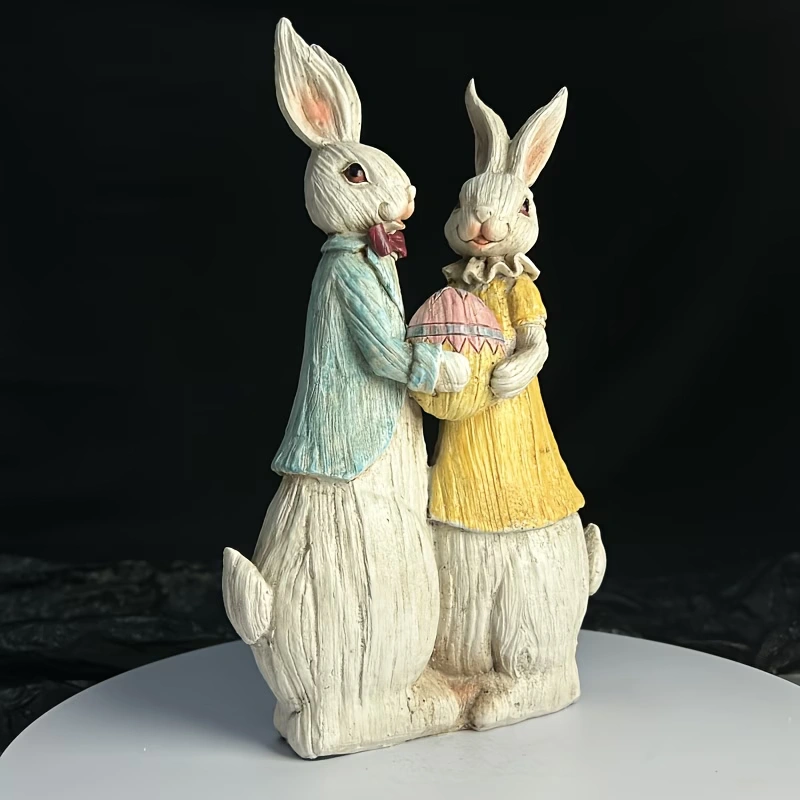 73f95f73-59fd-4c28-9843-47da18e09d5b Easter Bunny and Egg Resin Statue - Image 1