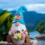Rustic Gnome Garden Statue with Flower Basket