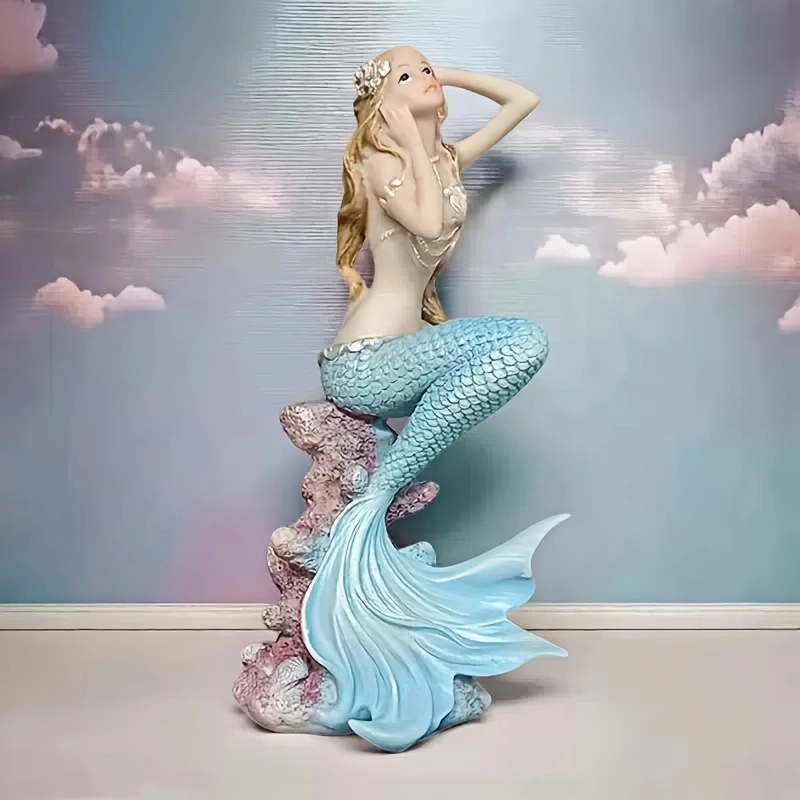 92e44bf5-52a4-4158-b748-12f1e27fe731 Elegant Mermaid Resin Statue - Image 1
