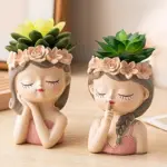 2-Piece Girl Face Planter Vase Set