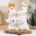 Winter Coffee Gnome Couple Statue  Product Size: