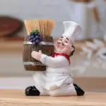 Chef Toothpick Holder with Wooden Barrel