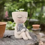 Girl and Dog Resin Planter