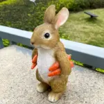 Rabbit with Carrots Resin Statue
