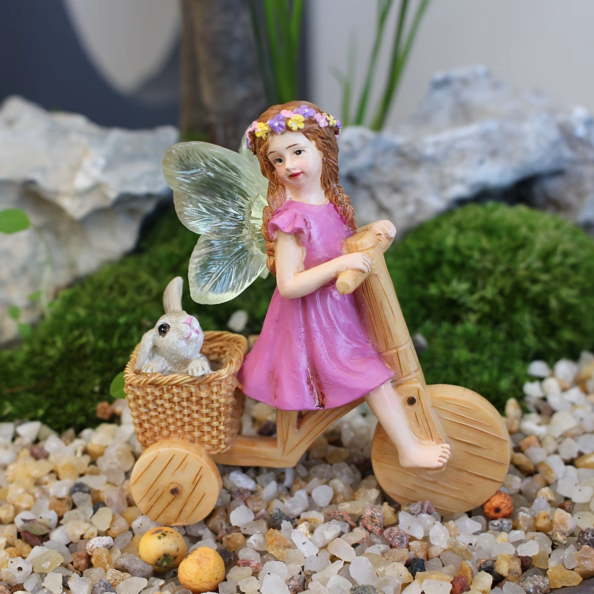 de63195b-d9a6-48c8-a427-ed2a064ce979 Flower Fairy on Bicycle with Rabbit Ornament - Image 1