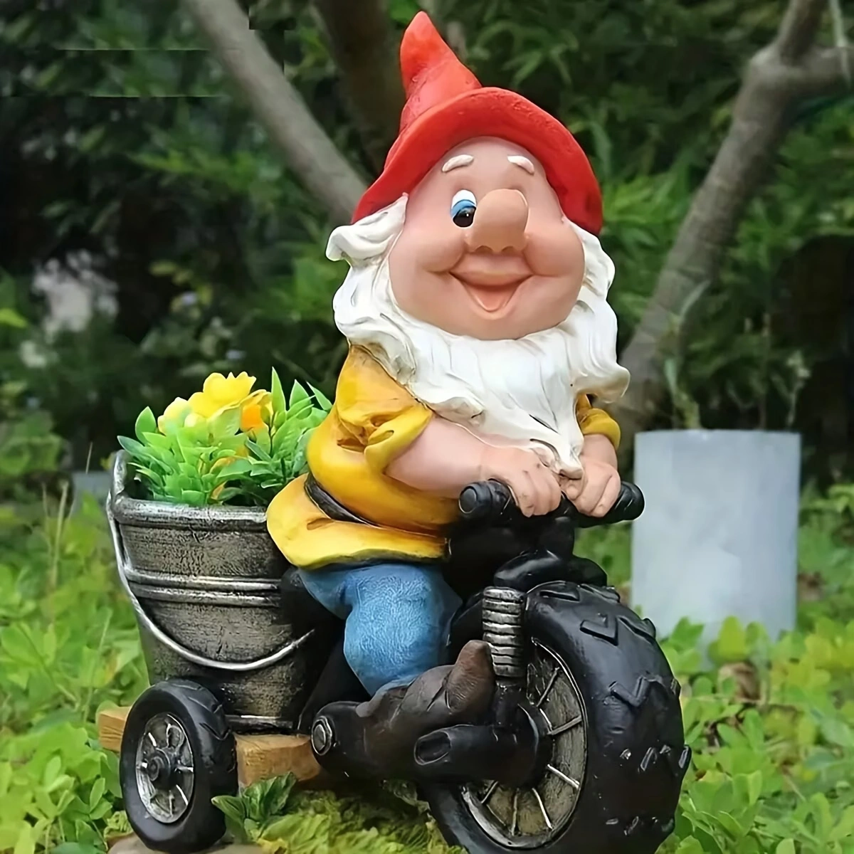 e59e902b-ac60-4c59-91c5-6beef3c27bb7 Gnome Riding Bicycle Garden Statue - Image 1