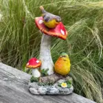 Mushroom Bird Resin Figurine